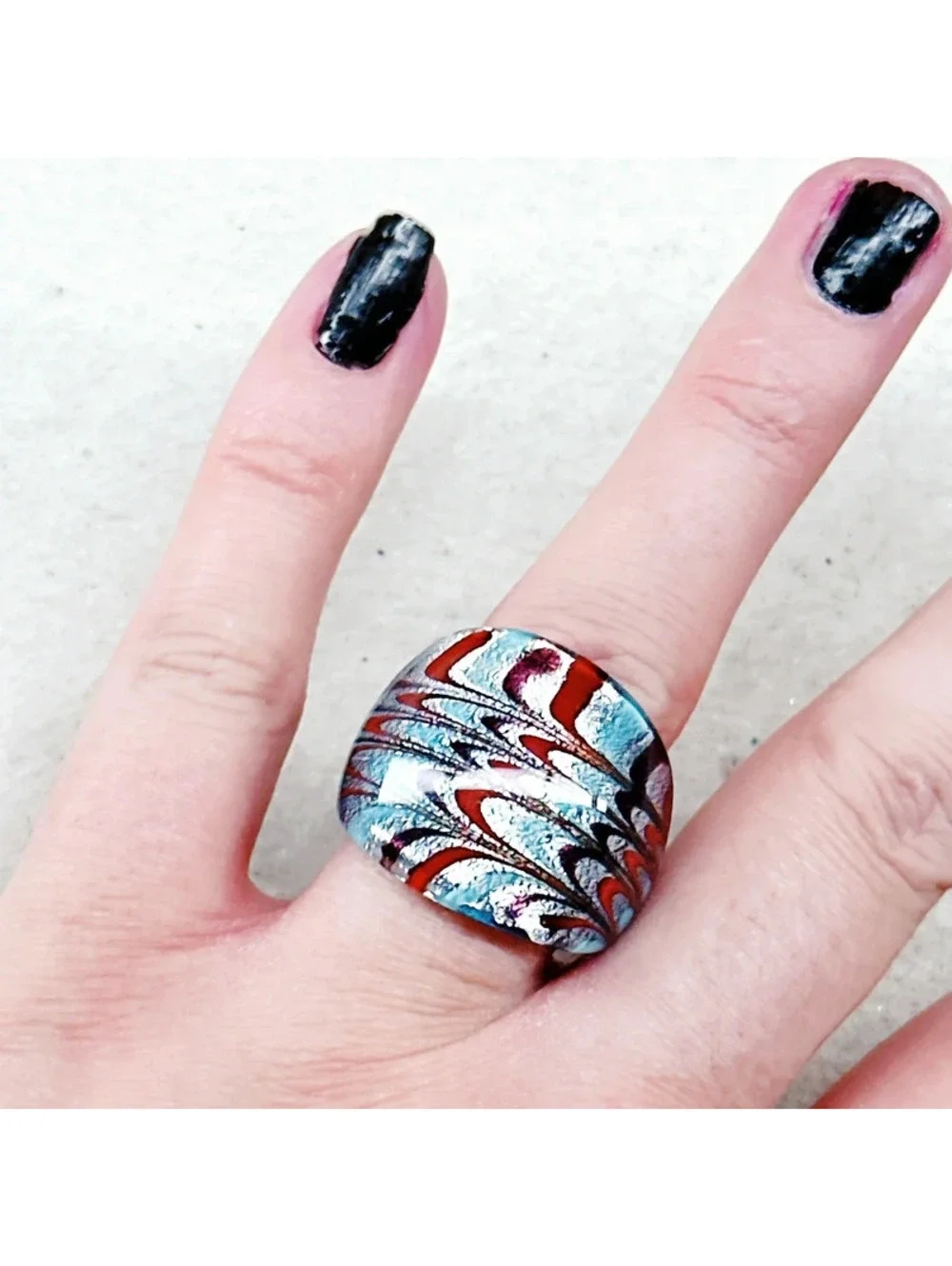 3017u. Blue Glass Ring 6